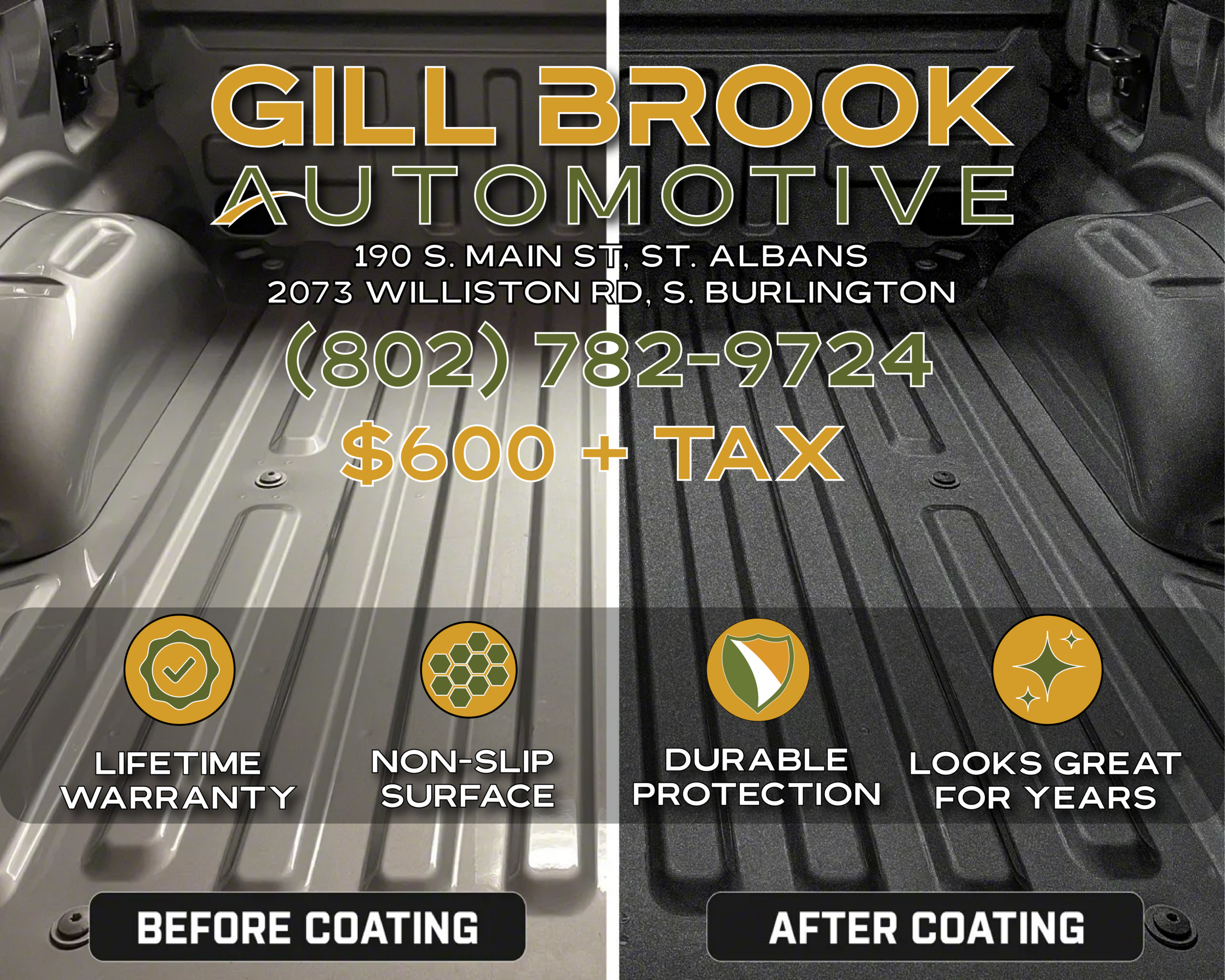 $600 + tax professional bedliner install